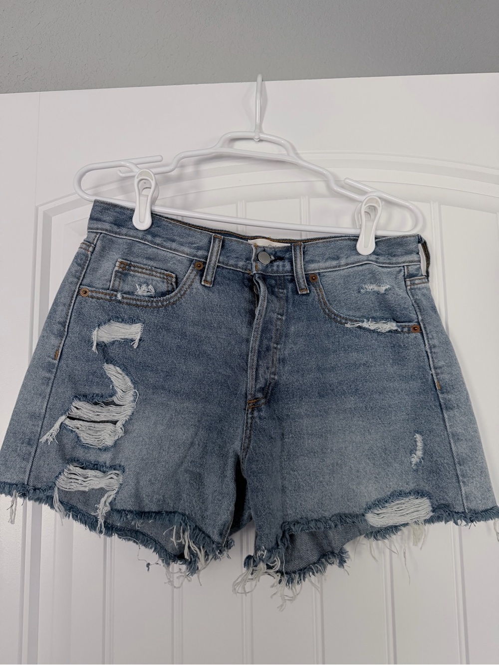 Universal Thread Distressed Light Blue Denim Shorts